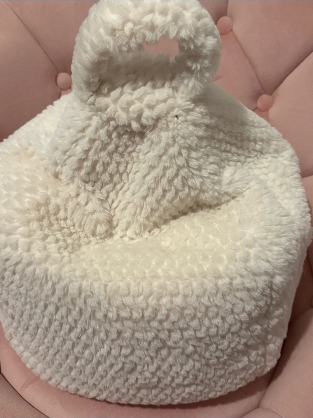 UGG Mini Cream Tablet Pouf With Phone Pocket 13”x13”x13”